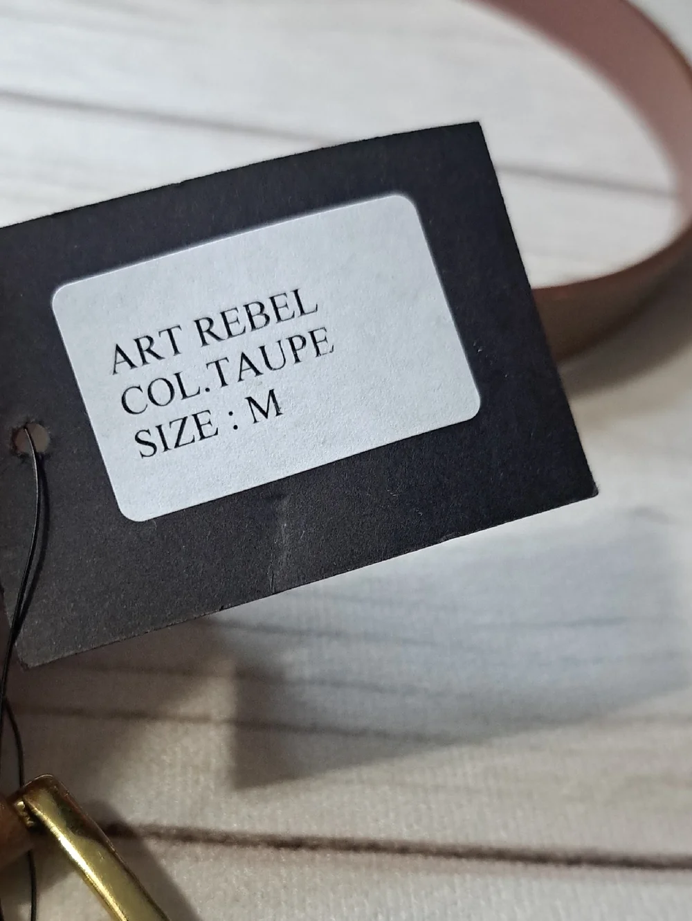 Martina Mori Art Rebel Slim Brown Leather Belt with Gold Tone Buckle Size Medium